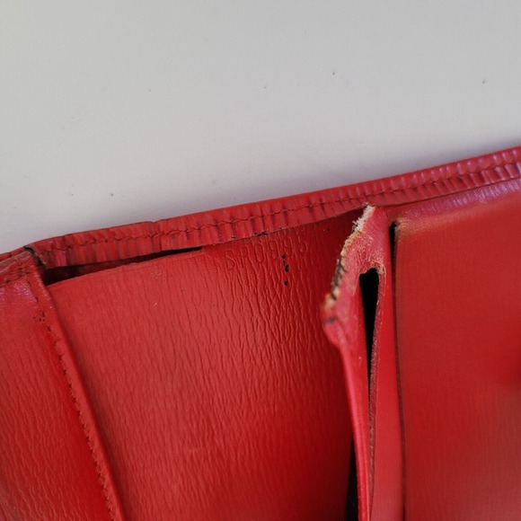 Louis Vuitton Vintage 1995 Epi Leather Wallet Red Medium Trifold Elise Retro - Picture 6 of 15